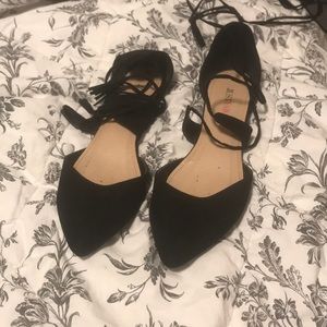 Justfab black lace up flats